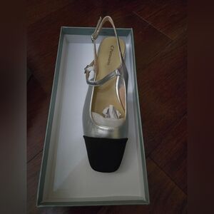 C.paravano Women's Silver and Black Heels